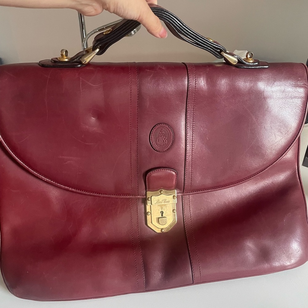 Mark Cross Vintage Burgundy Color Leather Top Handle Flap Bag - Picture 5 of 7